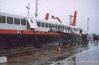 SRN4 The Princess Anne (GH-2007) undergoing maintenance at Hoverspeed